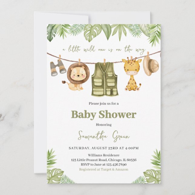 Invitation Un Baby shower Un Peu Sauvage (Devant)