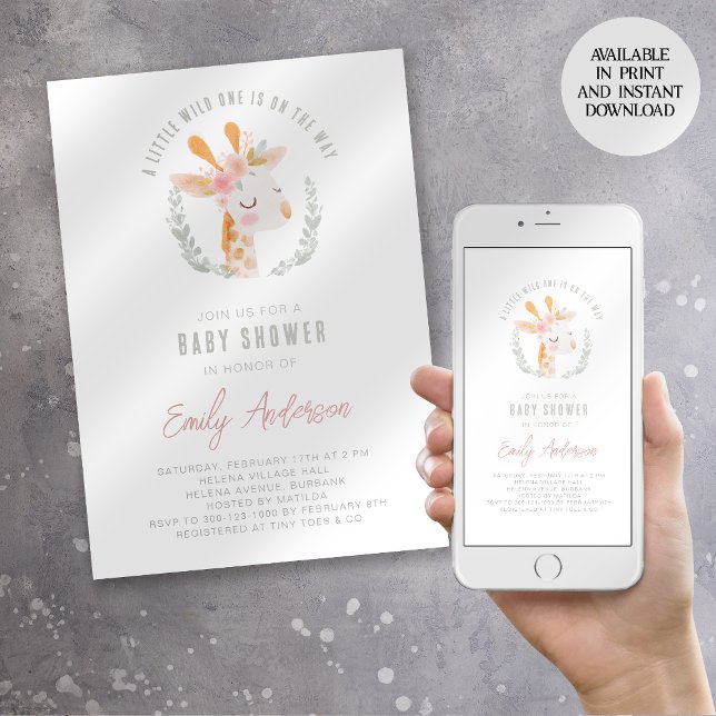 Invitation Un Baby shower Un Peu Sauvage Un Safari Zoo Giraff (Créateur téléchargé)