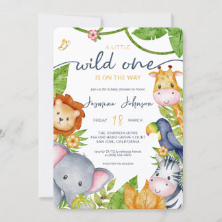 Invitation Un Baby shower Un Peu Sauvage Zoo Animal Jungle