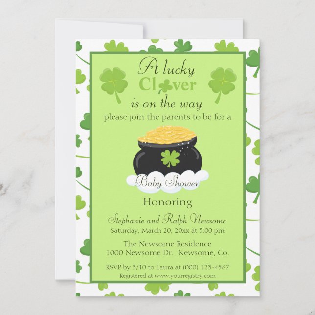 Invitation Un baby shower veinard et neutre (Devant)