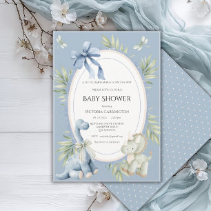 Invitation Un Babysauraus est en route Mignonne Baby Shower B