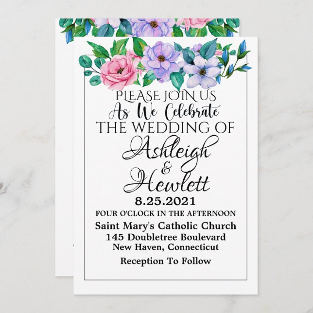 Invitation Un Beau Jour Pour Un Mariage Voir Retour - Invitat (Devant / Derrière)
