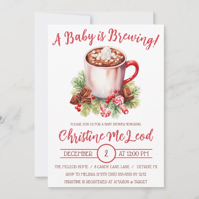 Invitation Un bébé brasse, Baby shower de cacao chaud de vaca (Devant)