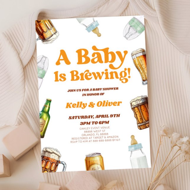 Invitation Un Bébé Brasse De La Bière Baby shower Bouteille B (Créateur téléchargé)