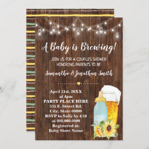 Invitation Un bébé brasse des couples baby shower country chi