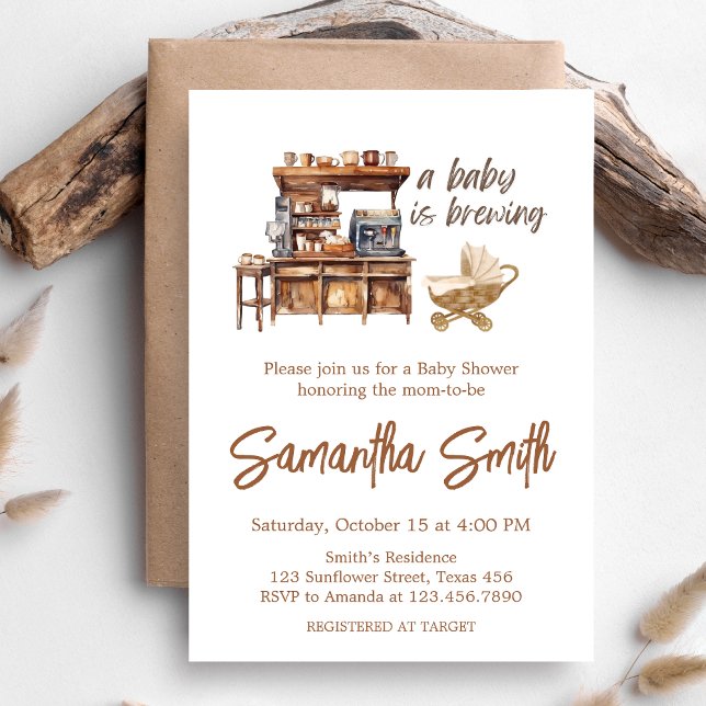 Invitation Un bébé brasse du Baby shower de café (Coffee Baby Shower Invitation)
