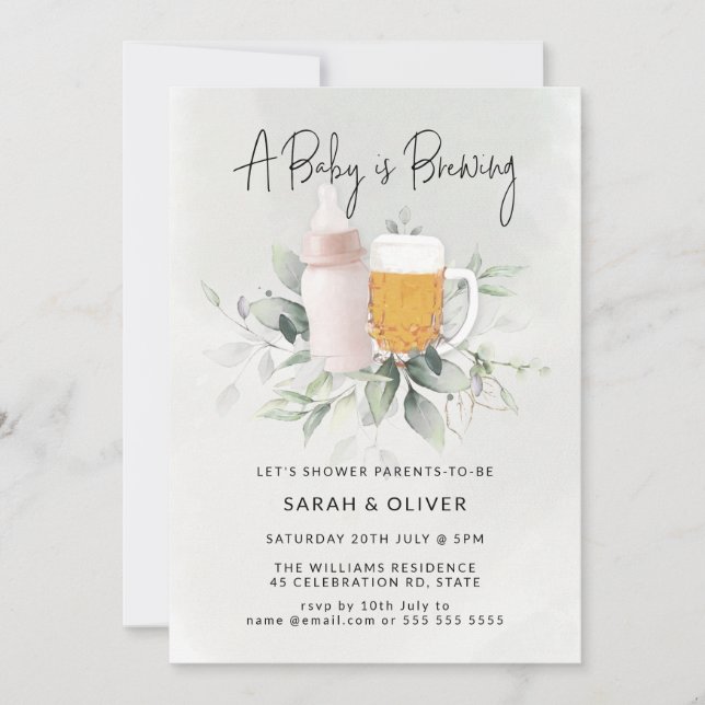 Invitation Un bébé brasse du Baby shower de fille vert (Devant)