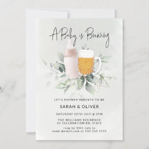 Invitation Un bébé brasse du Baby shower de fille vert