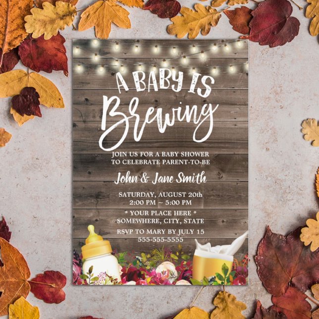 Invitation Un bébé brasse du Baby shower de la bière florale  (Créateur téléchargé)