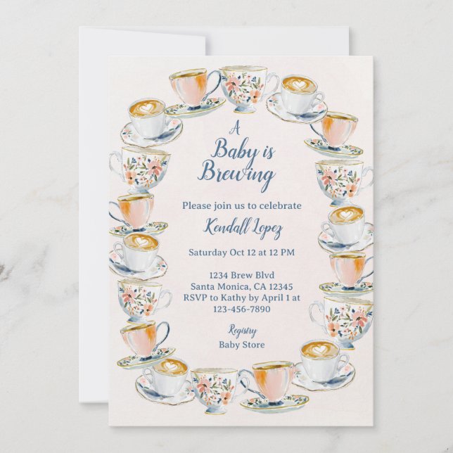 Invitation Un bébé brasse du café et du Baby shower de thé (Devant)