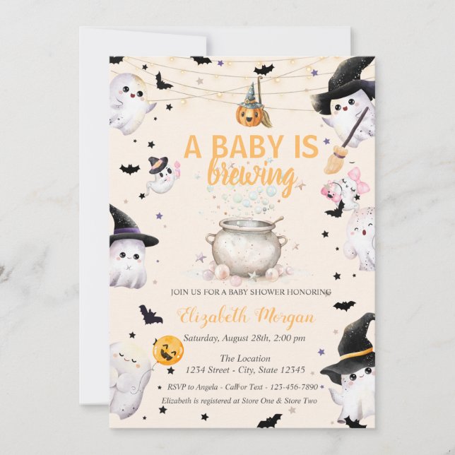 Invitation Un Bébé brasse Du Fantôme Baby shower Doté (Devant)