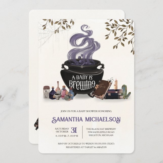 Invitation Un bébé brasse Éffrayante douche d'Halloween (Devant / Derrière)