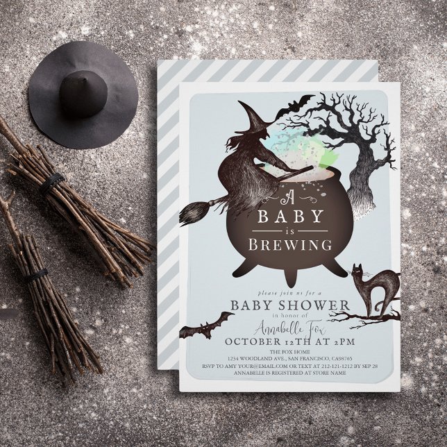 Invitation Un bébé brasse le Baby shower d'Halloween bleu (Créateur téléchargé)