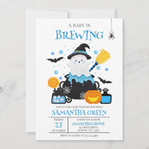 Invitation Un bébé brasse le Baby shower d'Halloween bleu
