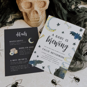 Invitation Un bébé brasse le Baby shower d'Halloween tout-en-