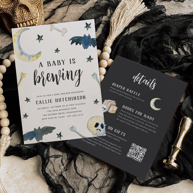 Invitation Un bébé brasse le Baby shower d'Halloween tout-en- (Créateur téléchargé)