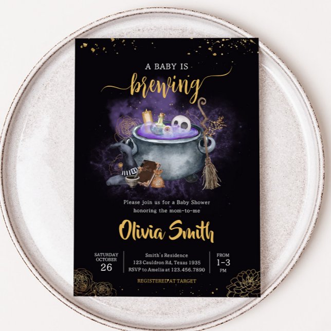 Invitation Un bébé brasse le Baby shower Éffrayant d'Hallowee (A Baby is Brewing Baby Shower Invitation
)