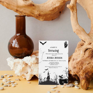 Invitation Un bébé brasse le Baby shower noir d'Halloween