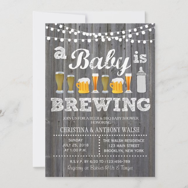 Invitation Un bébé brasse l'invitation de BBQ de baby shower (Devant)