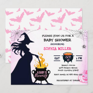 Invitation Un bébé brasse un Baby shower de sorcière d'Hallow