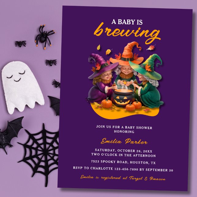 Invitation Un bébé brasse un Baby shower d'Halloween moderne (Créateur téléchargé)