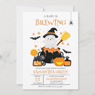 Invitation Un bébé brasse un Baby shower d'Halloween orange