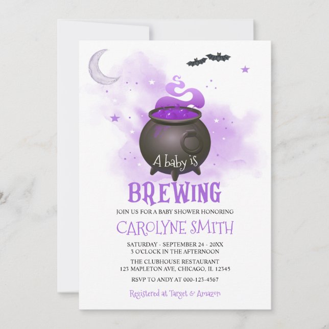 Invitation Un bébé brasse un Baby shower neutre d'Halloween (Devant)