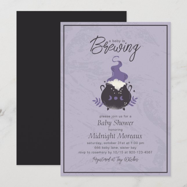 Invitation Un Bébé Brûle De Mignons Baby showers D'Halloween (Devant / Derrière)