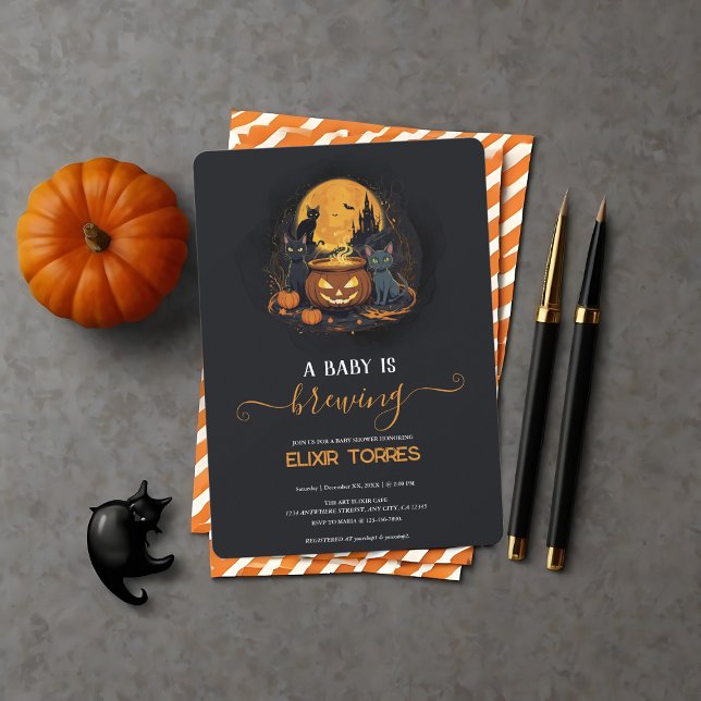 Invitation Un Bébé Brûle De Mignons Baby showers D'Halloween (A Baby Is Brewing Cute Halloween Baby Shower Invitation)