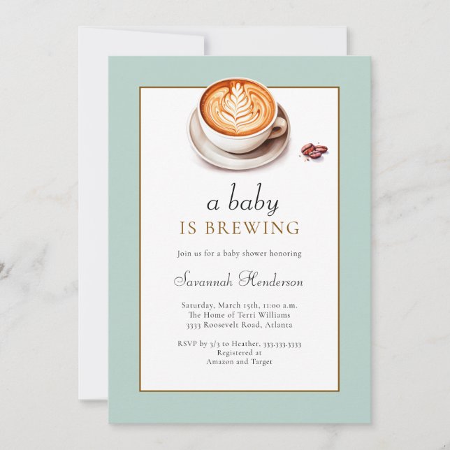 Invitation Un Bébé Brûle Un Baby shower De Coupe Du Café (Devant)