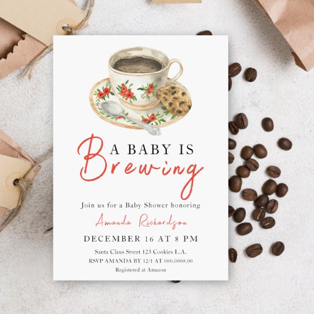 Invitation Un Bébé Brûle Un Baby shower De Coupe Du Café (Créateur téléchargé)