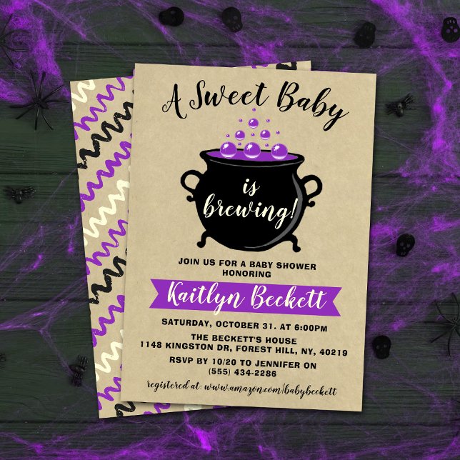 Invitation Un Bébé Doux Brasse Le Baby shower D'Halloween (Créateur téléchargé)