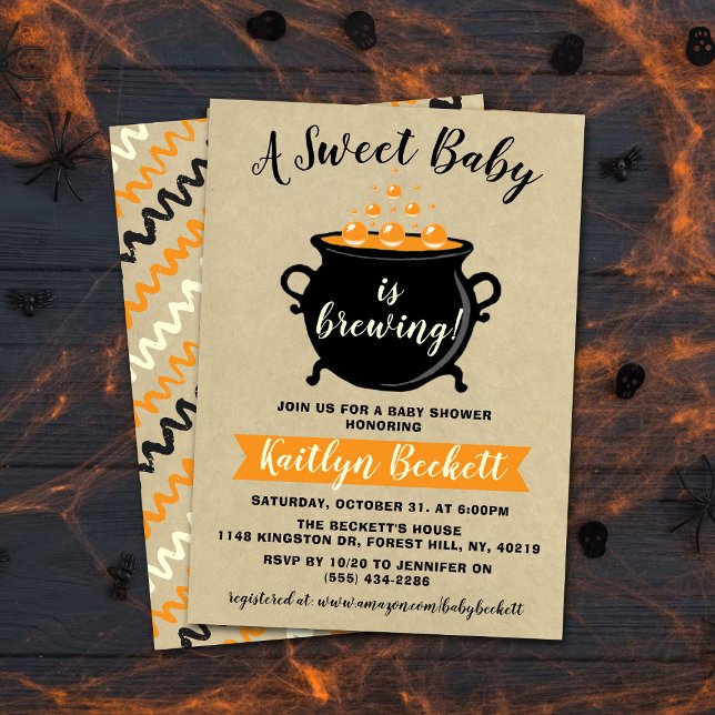 Invitation Un Bébé Doux Brasse Le Baby shower D'Halloween (Créateur téléchargé)