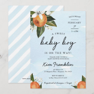 Invitation Un bébé doux garçon est sur le chemin Clementine O