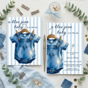 Invitation Un bébé en blue jean Baby Shower en denim Bébé ray