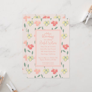 Invitation Un bébé est en floraison Baby shower rose Pansies