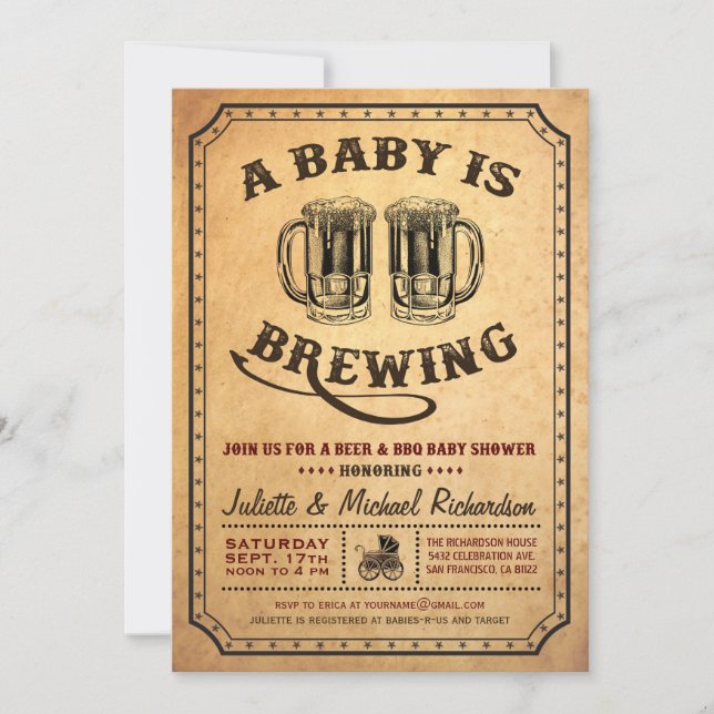 Invitation "Un bébé est en train de brasser" Baby shower Invi (Devant)