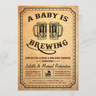 Invitation "Un bébé est en train de brasser" Baby shower Invi