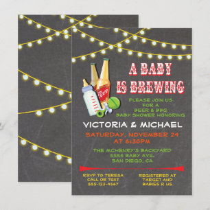 Invitation Un bébé est en train de brasser bébé douche Invita