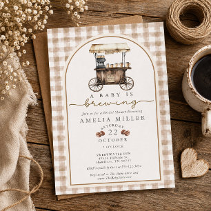 Invitation Un bébé est en train de brasser Gingham Vintage Ch