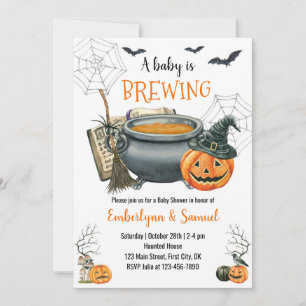 Invitation Un bébé est en train de brasser Halloween Baby sho
