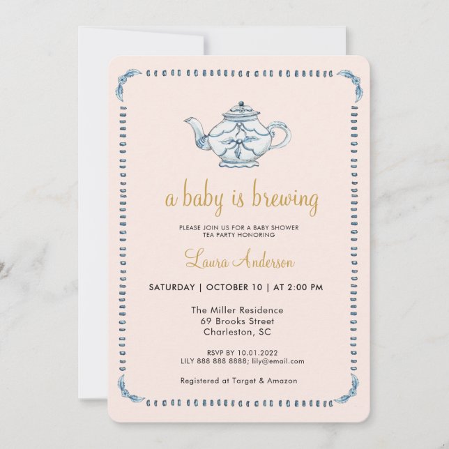 Invitation Un bébé est en train de brasser le Baby shower de  (Devant)