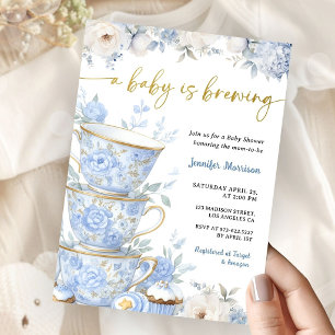 Invitation Un bébé garçon prépare une fête de baby shower Tea