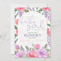 Un bébé mauve et rose Baby shower floral