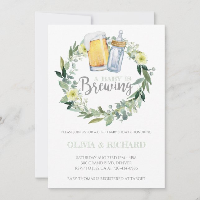 Invitation Un bébé neutre par sexe brasse du Baby shower (Devant)