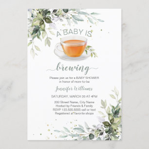 Invitation Un bébé prépare le Baby shower Tea Party