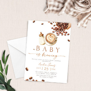 Invitation Un bébé prépare un café Baby Shower Haricot