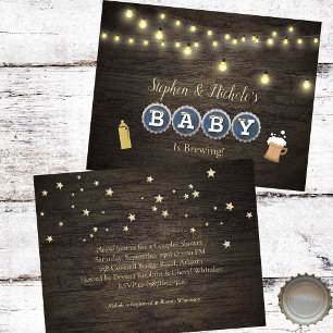 Invitation Un Bébé rustique brasse du Baby shower d'or