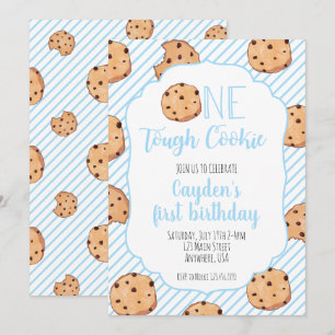 Invitation Un biscuit dur bleu premier anniversaire
