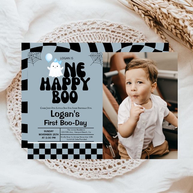 Invitation Un Boo Fall Boy Boy 1er Anniversaire Photo (Créateur téléchargé)